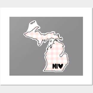 USA States: Michigan (pink plaid) Posters and Art